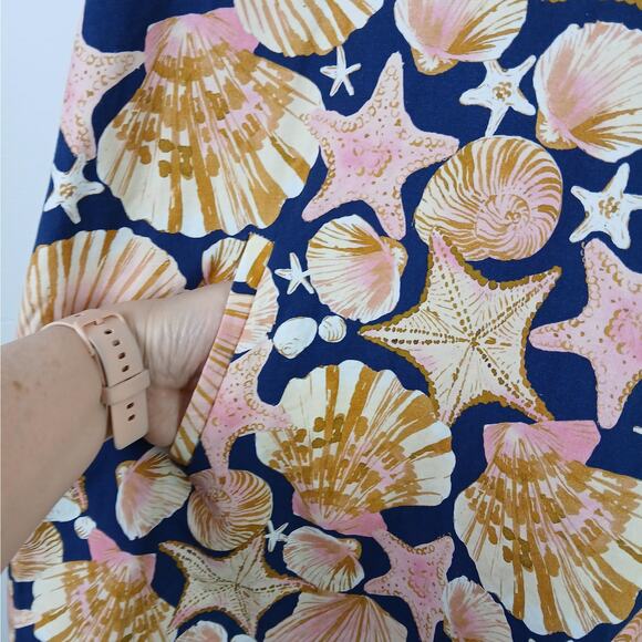 Tyler Boe SZ L Stella Seashells Mini Dress Sleeveless Ruffle Neck Back Tie - Picture 7 of 8